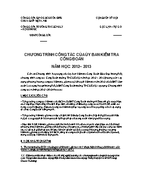 Chương trình công tác của ủy ban kiểm tra công đoàn năm học 2012  2013